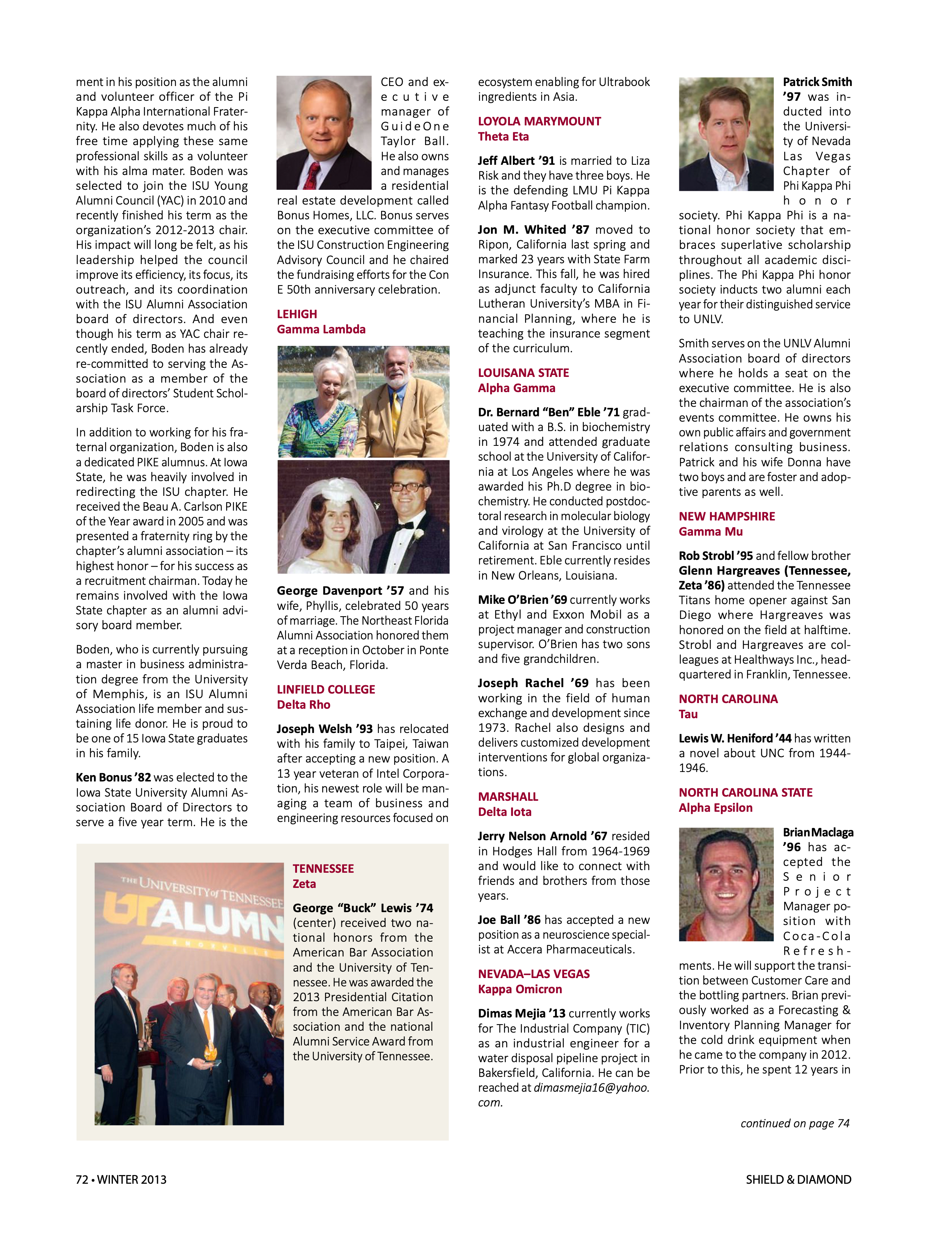 Alumni Notes, Continued, Winter 2013